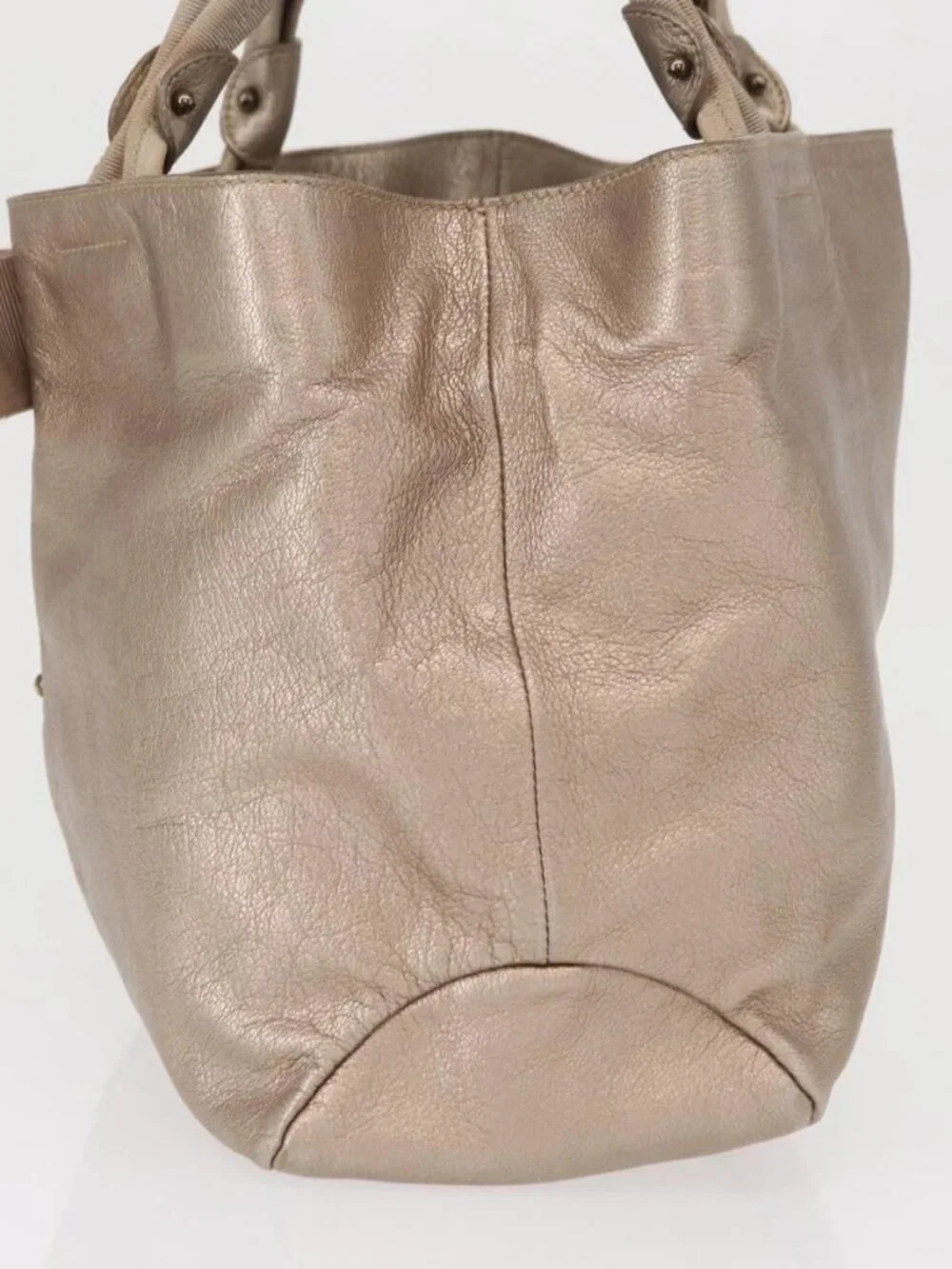 Salvatore Ferragamo Vala Tote Bag Leather Beige Auth BA9685